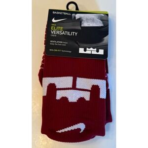 Nike Elite LEBRON Maroon Basketball Crew Socks Youth Size 3Y-5Y SX5399-657 NEW